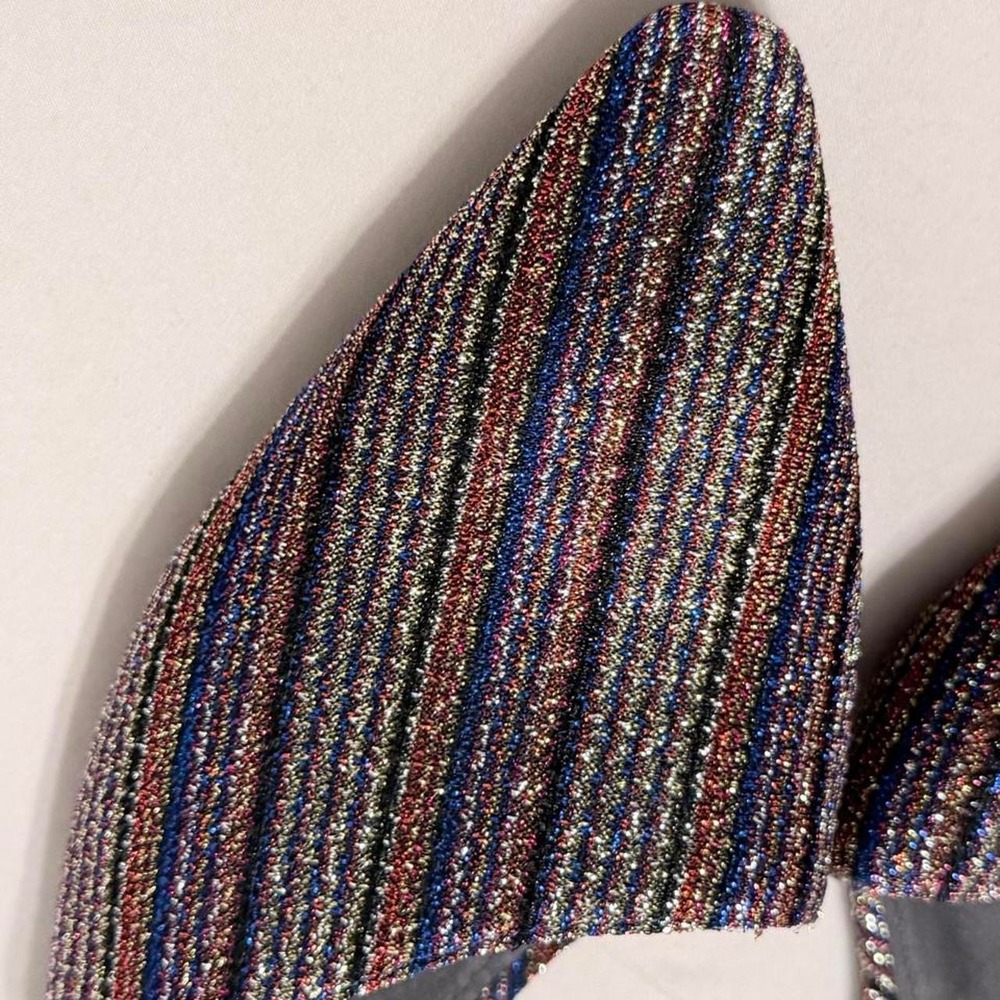 Charles & Keith Womens Multicolor Glitter Stripe Pointed Toe Flat Mules Size 40 - Picture 2 of 4